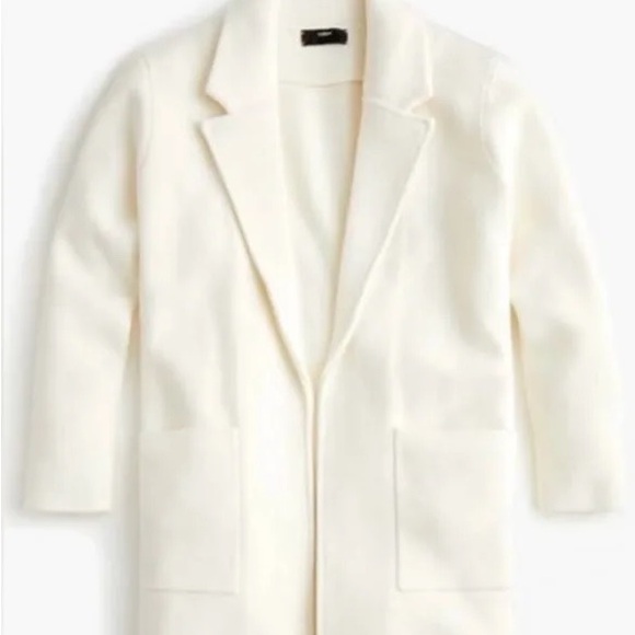 J. Crew New Lightweight Sweater Blazer Cream Open Front Cardigan - Picture 6 of 8